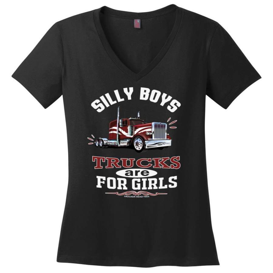 Silly Boys Trucks Are For Girls Trucker Girl T Shirt Red Design