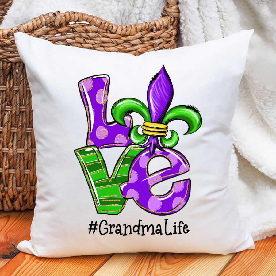 Love Grandma Life Gift Mardi Gras Indoor Pillow