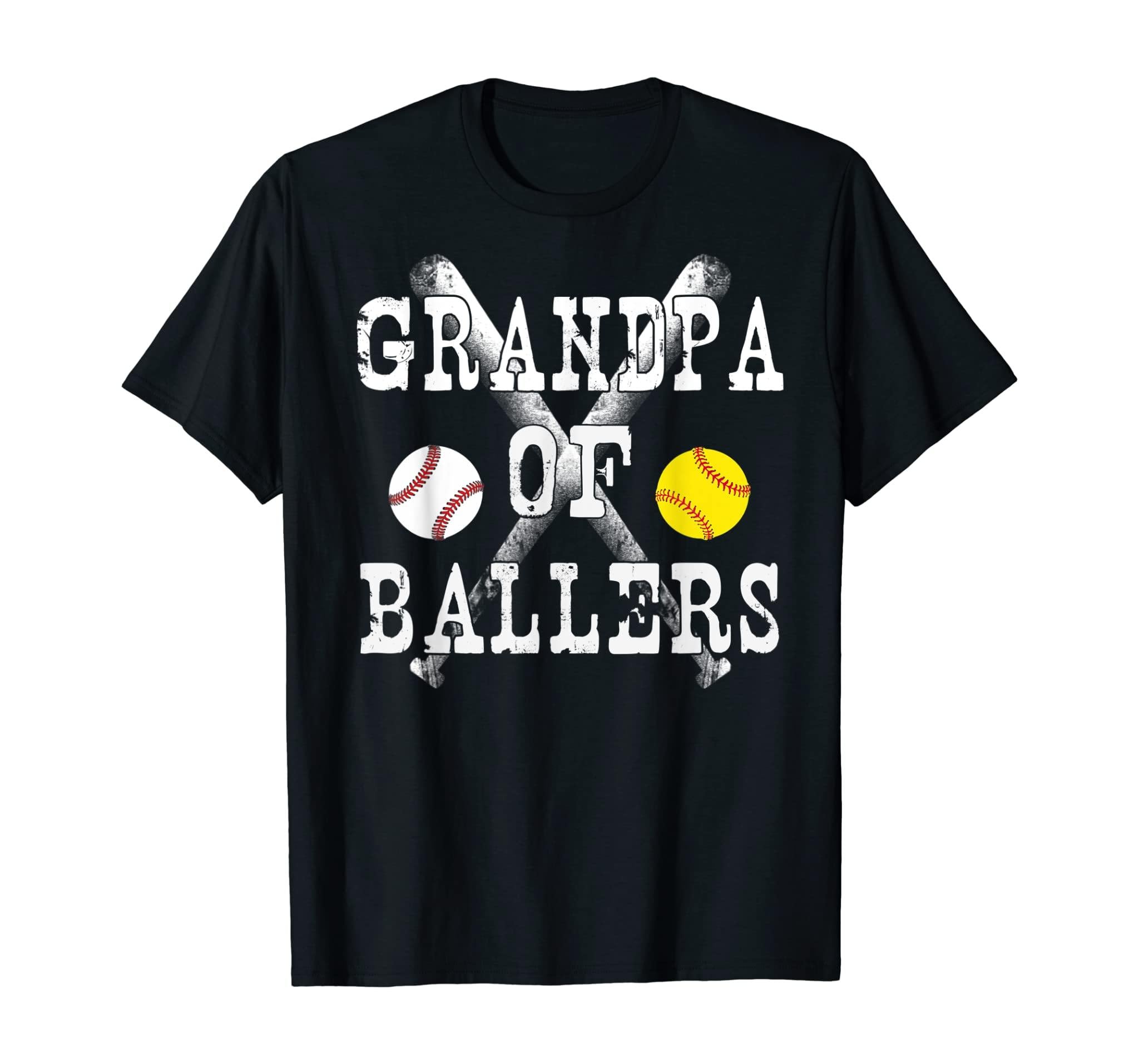 Vintage Grandpa Of Ballers T Shirt Funny Baseball Softball L T-Shirt