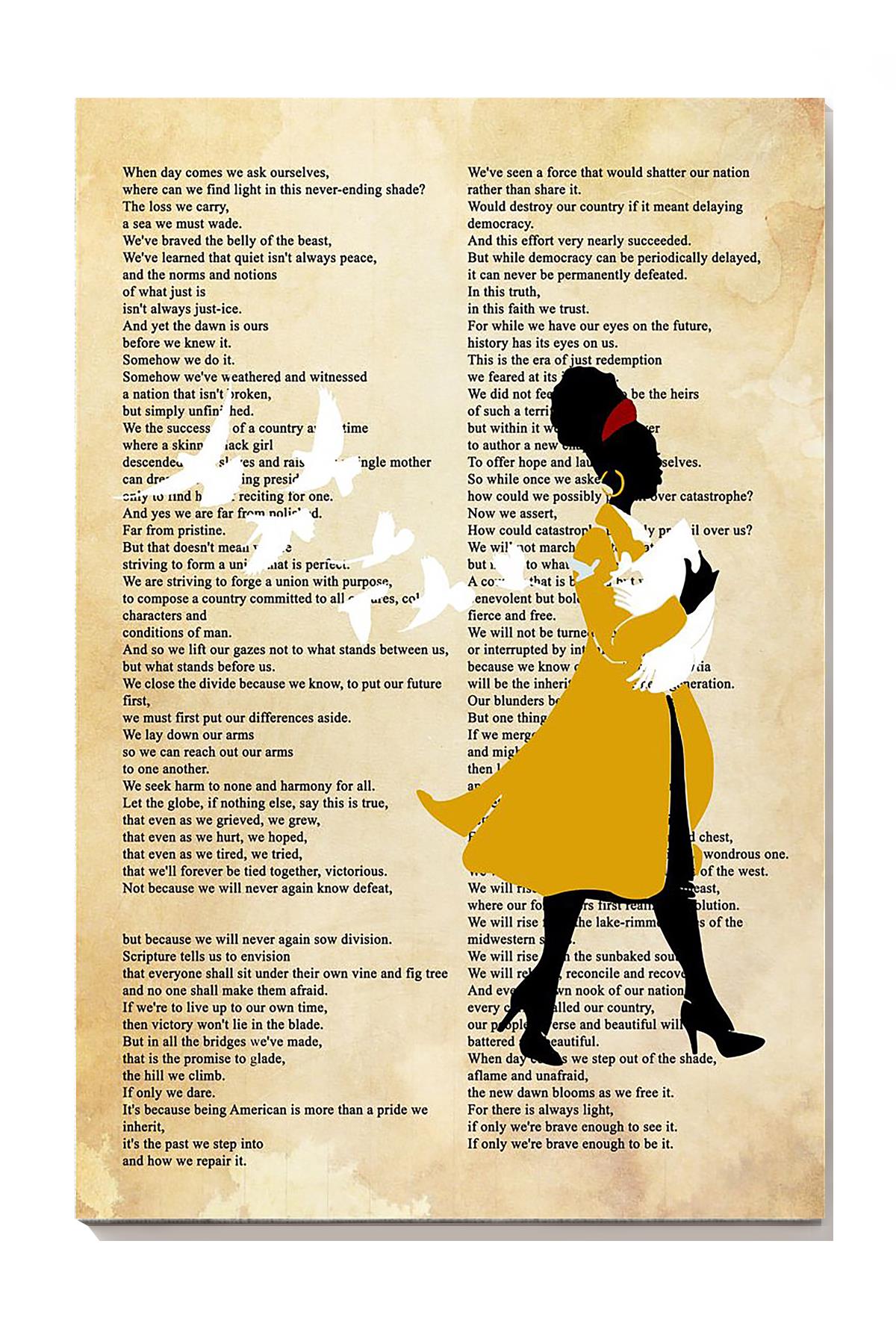 Amanda Gorman Inaugural Poet Amanda Gorman Wall Art For Home Decor Inauguration Wrapped Canvas