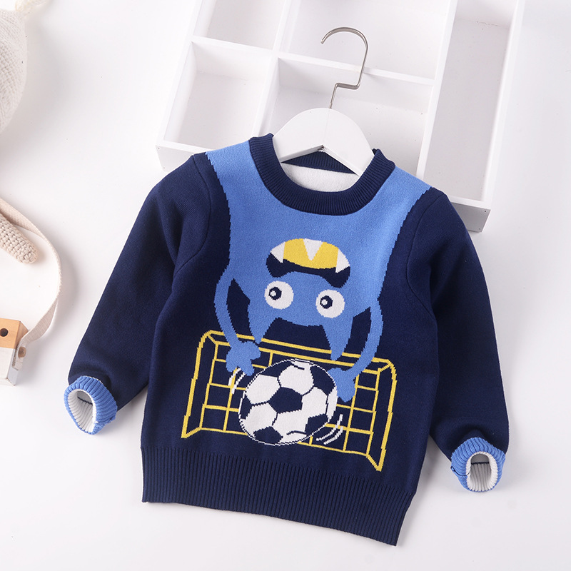 2022 New Autumn Winter Children Cartoon Monster Knitted Sweaters Kids Baby Boys Sweater Jumper Cotton Toddler Clothes 2-7y alx