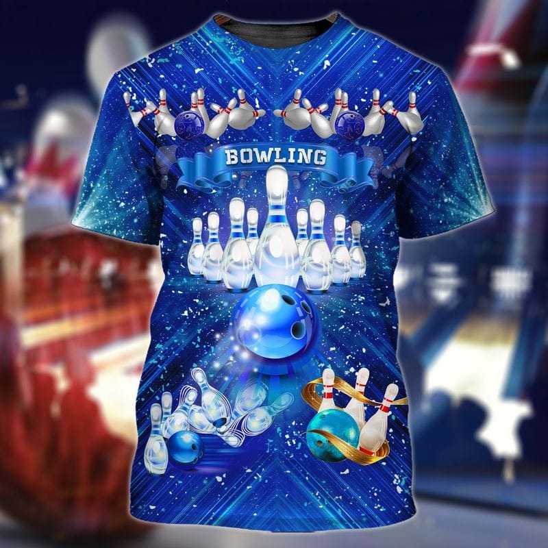 3D Full Print Boom Bowling 3D Tshirt, Blue Bowling Shirt For Bowling National Day