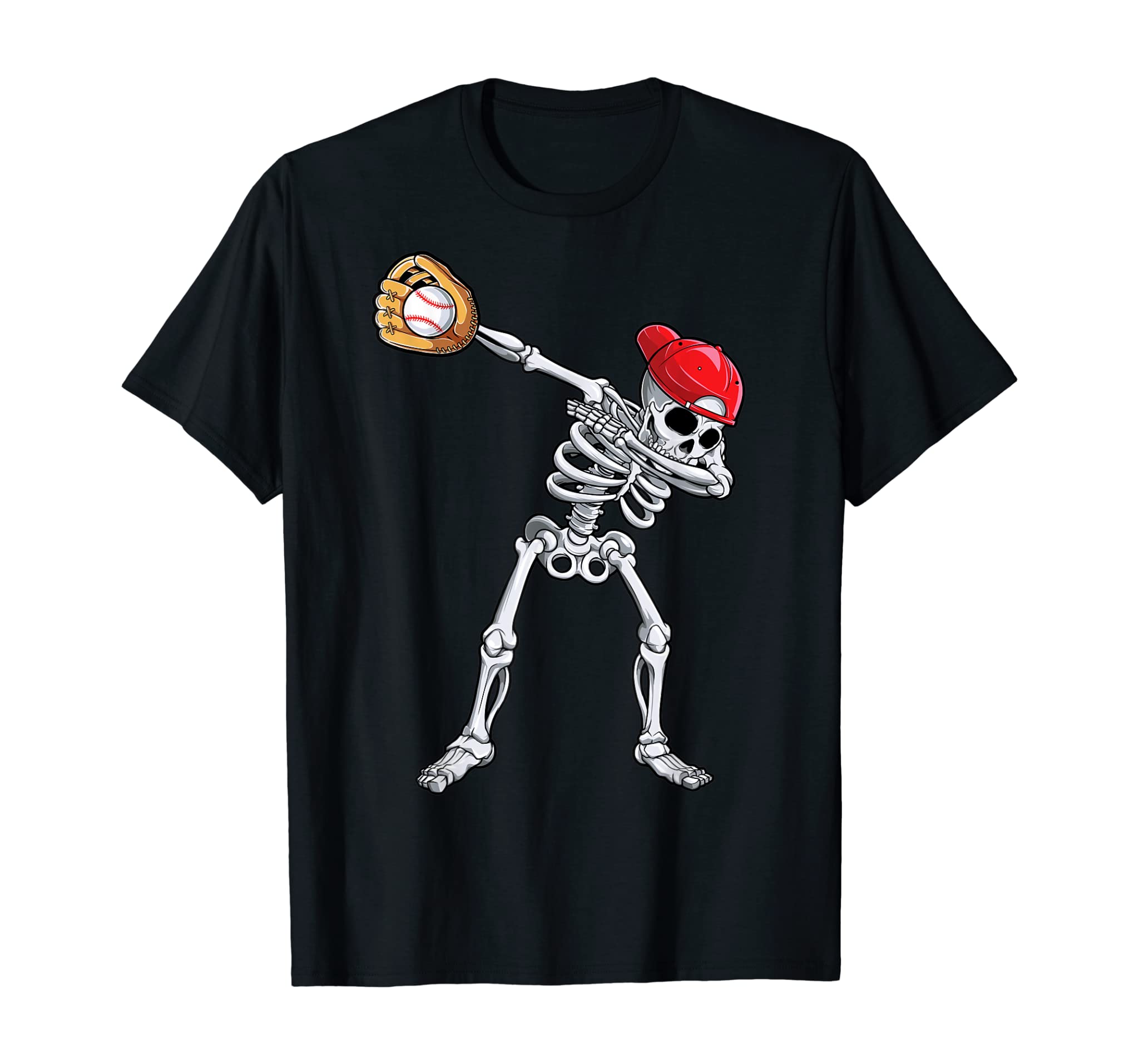 Dabbing Skeleton Baseball T Shirt Halloween Boys Kids Men T-Shirt