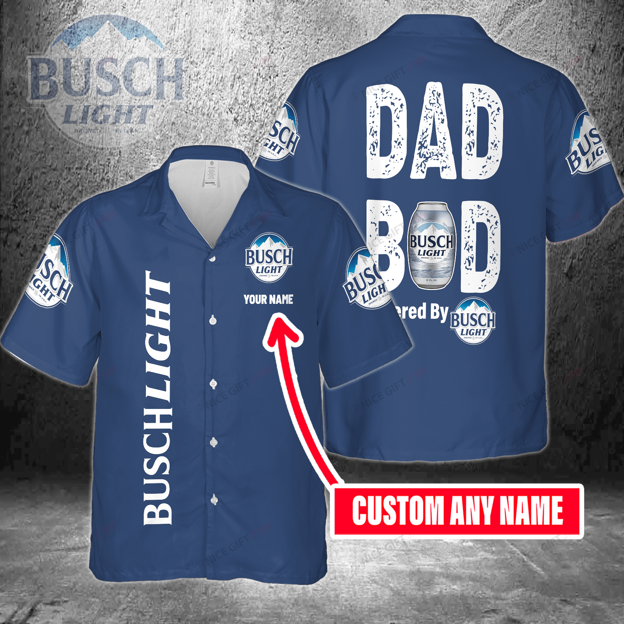 Dad Bod Powered By Busch Light Custom Name Hawaiian Shirt 3Hs-B0S5