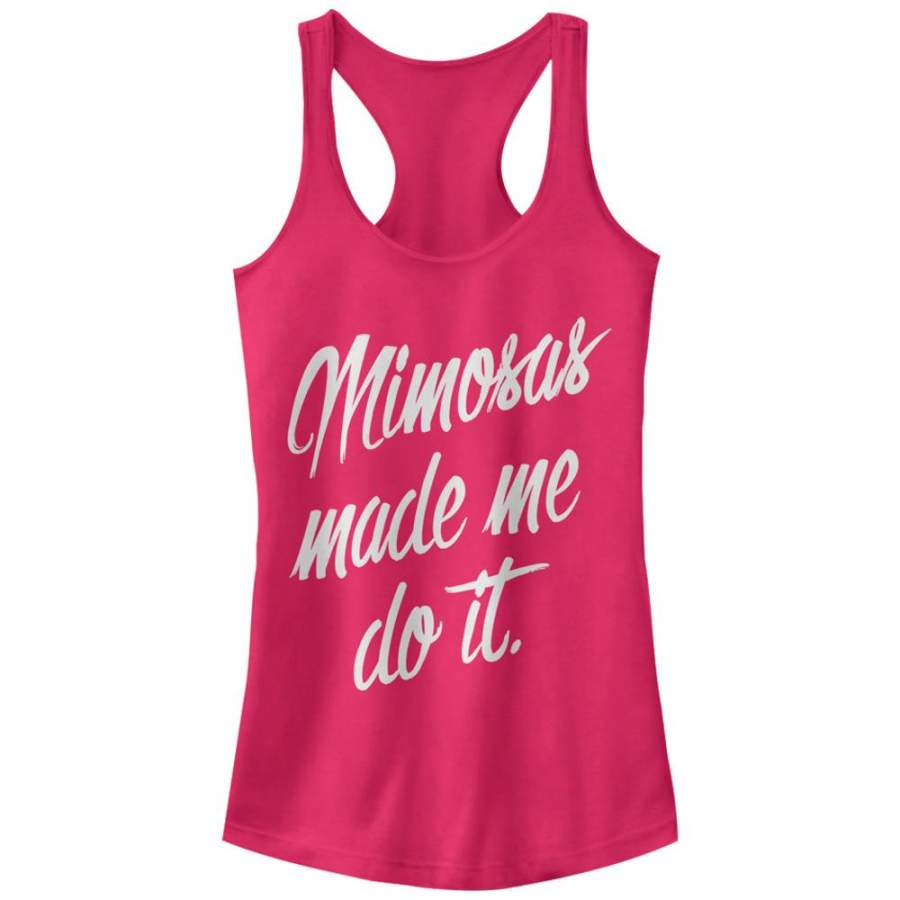 CHIN UP Junior’s Mimosas Made Me  Racerback Tank Dark Pink