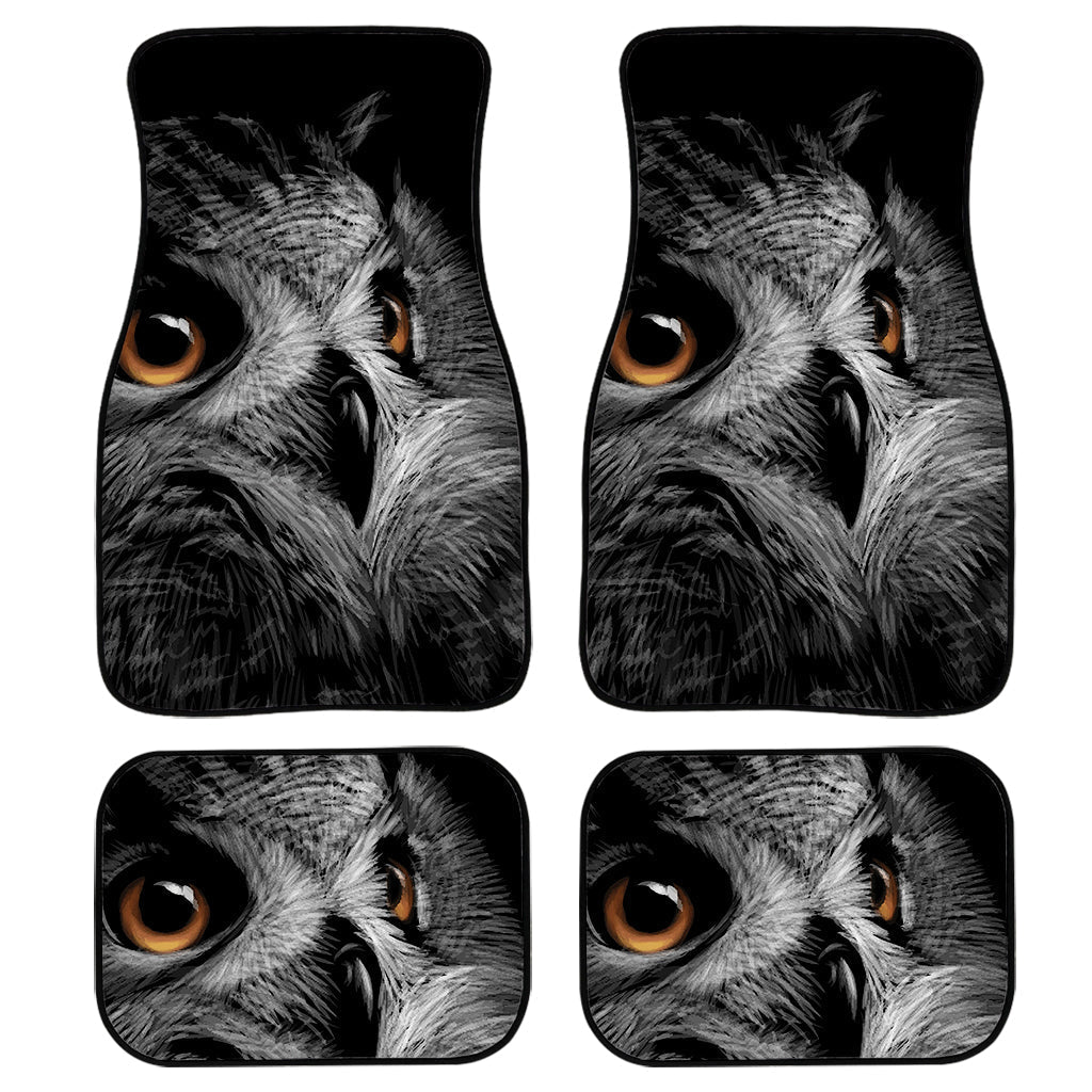 Owl Portrait Print Front And Back Car Floor Mats, Front Car Mat