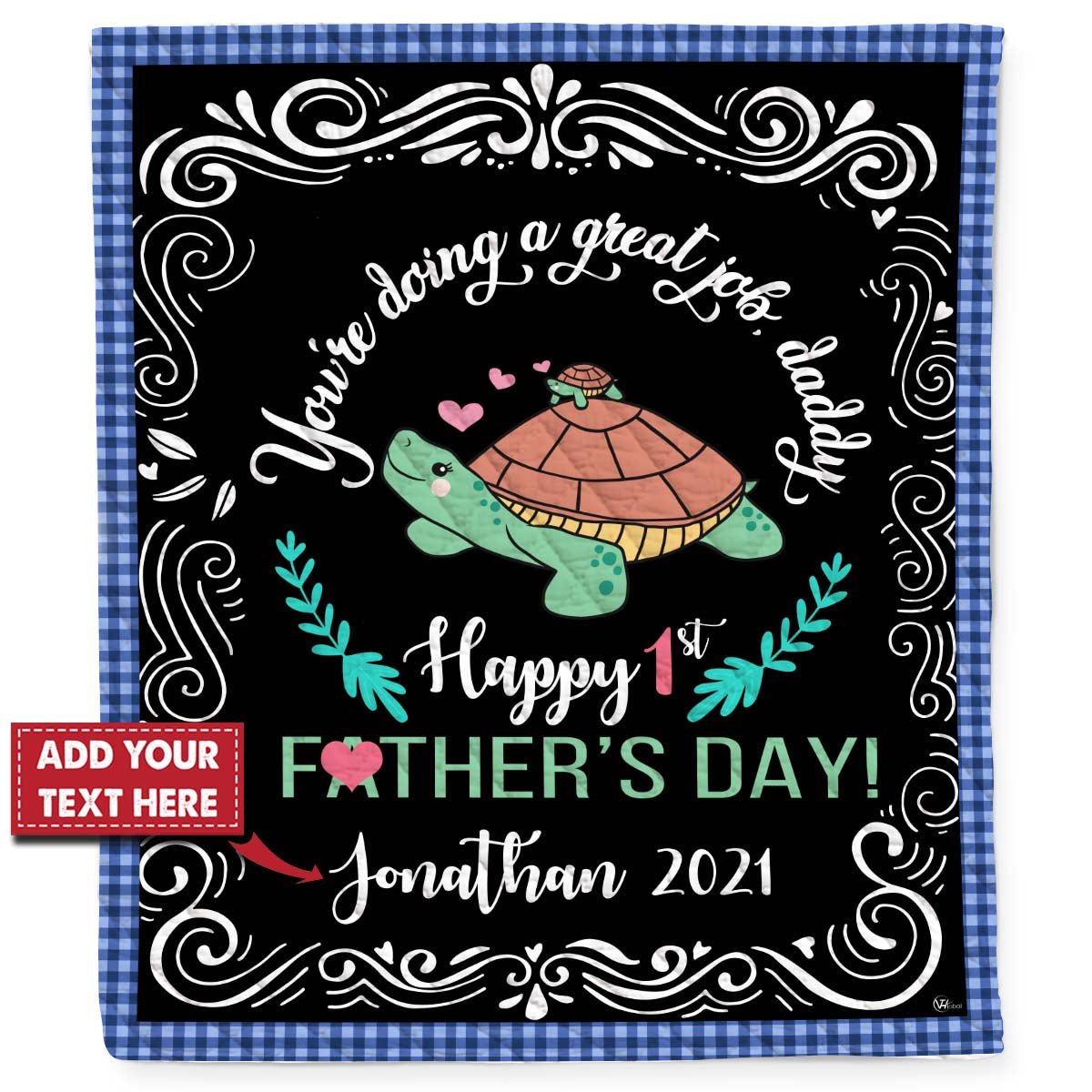 Personalized Custom First Father’S Day 2021 Cartoon Animal Turtle Quilt Blanket