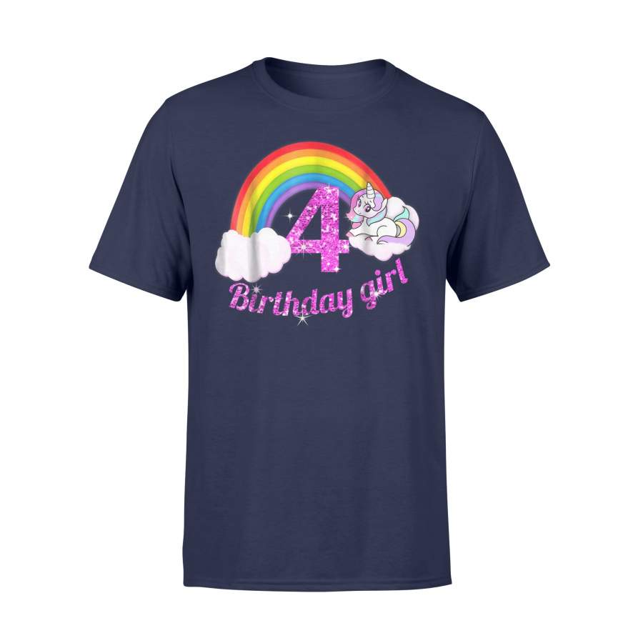 4th Birthday Girl Unicorn Rainbow T Shirt