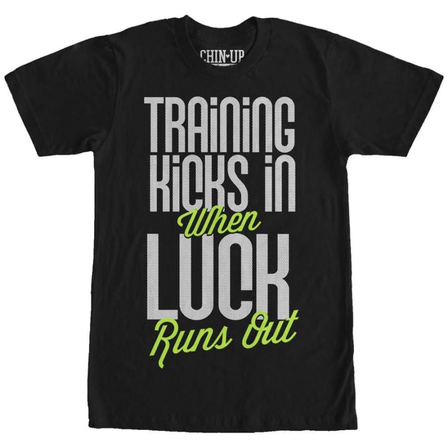 CHIN UP Women’s Training Kicks in When Luck Runs Out  Boyfriend Tee Black