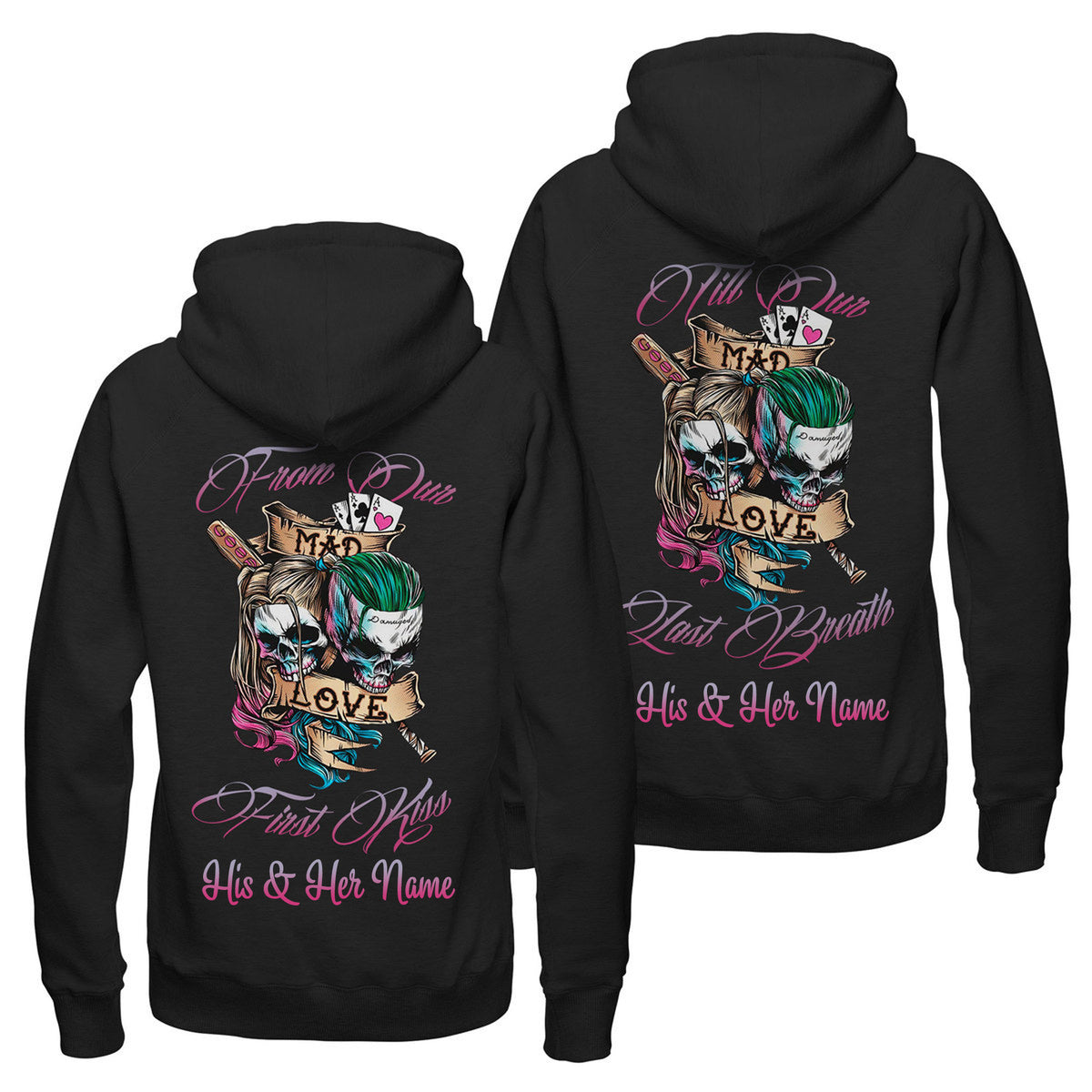 Personalized Till Our Last Breath From Our First Kiss Hoodie, Valentine Couple, Custom Couple Hoodie, Anniversary Couple Hoodie, Unisex, Hoodie