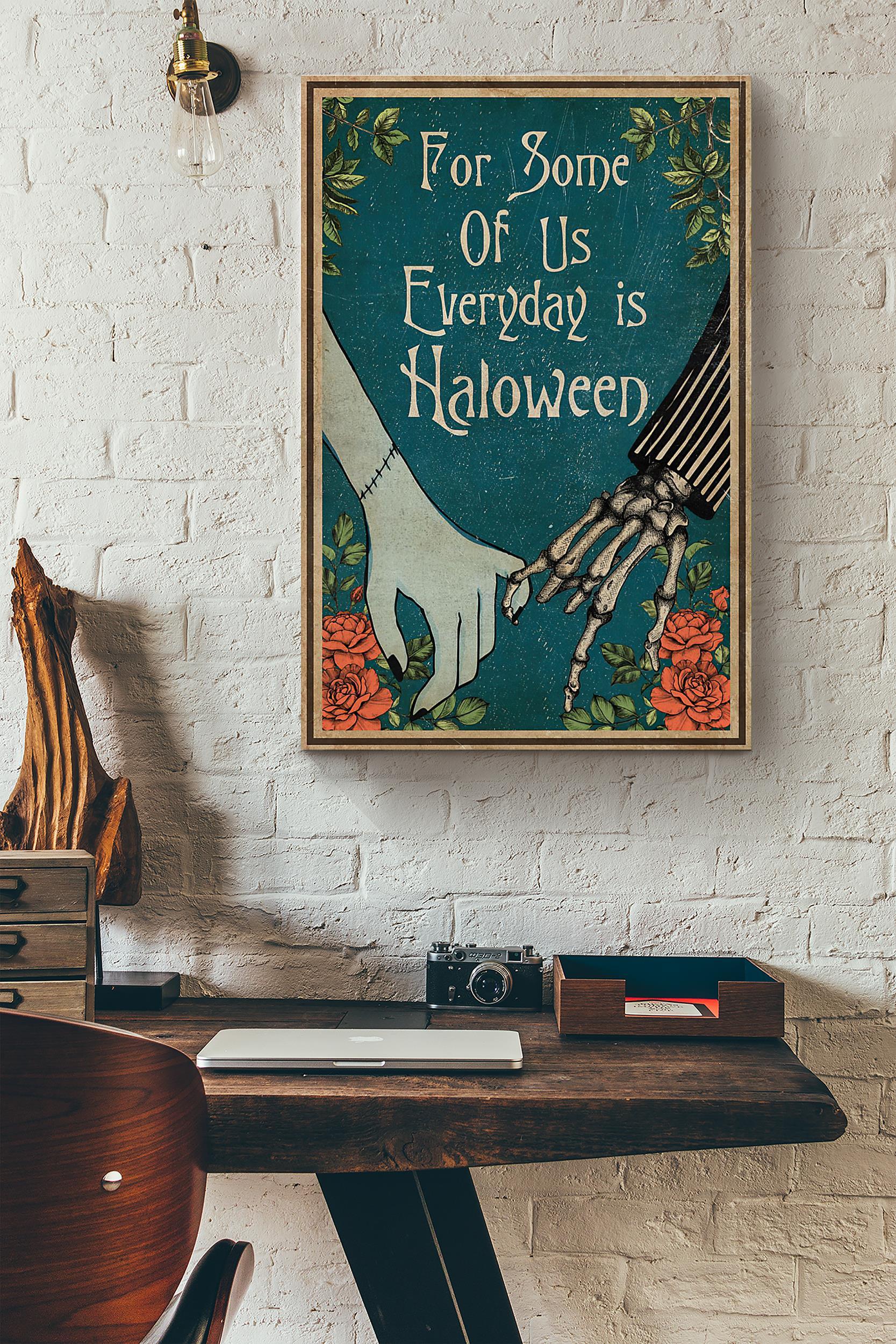 Jack Skellington Couple For Some Of Us Everyday Is Halloween Vintage Poster Wrapped Canvas