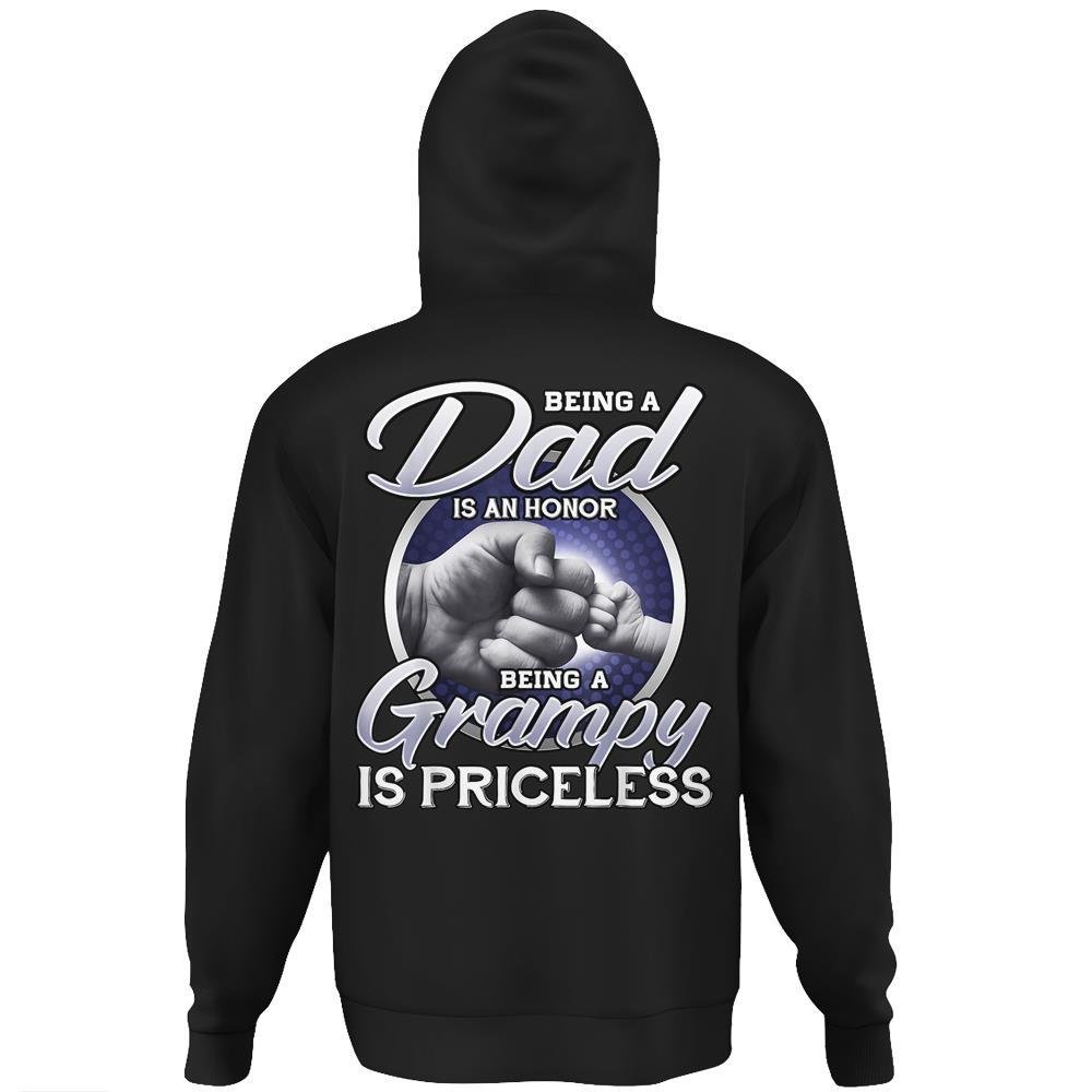 Mens Being Is A Dad An Honor Being A Grampy Is Priceless Father’S Day Gift Hoodie Print On Back