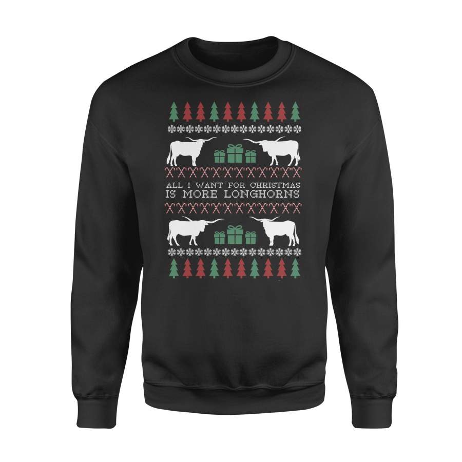 Christmas Gift For Farmer Gifts Pine Trees Snowflakes Candy Cane All I Want For Christmas Is More Buffalo – Standard Crew Neck Sweatshirt