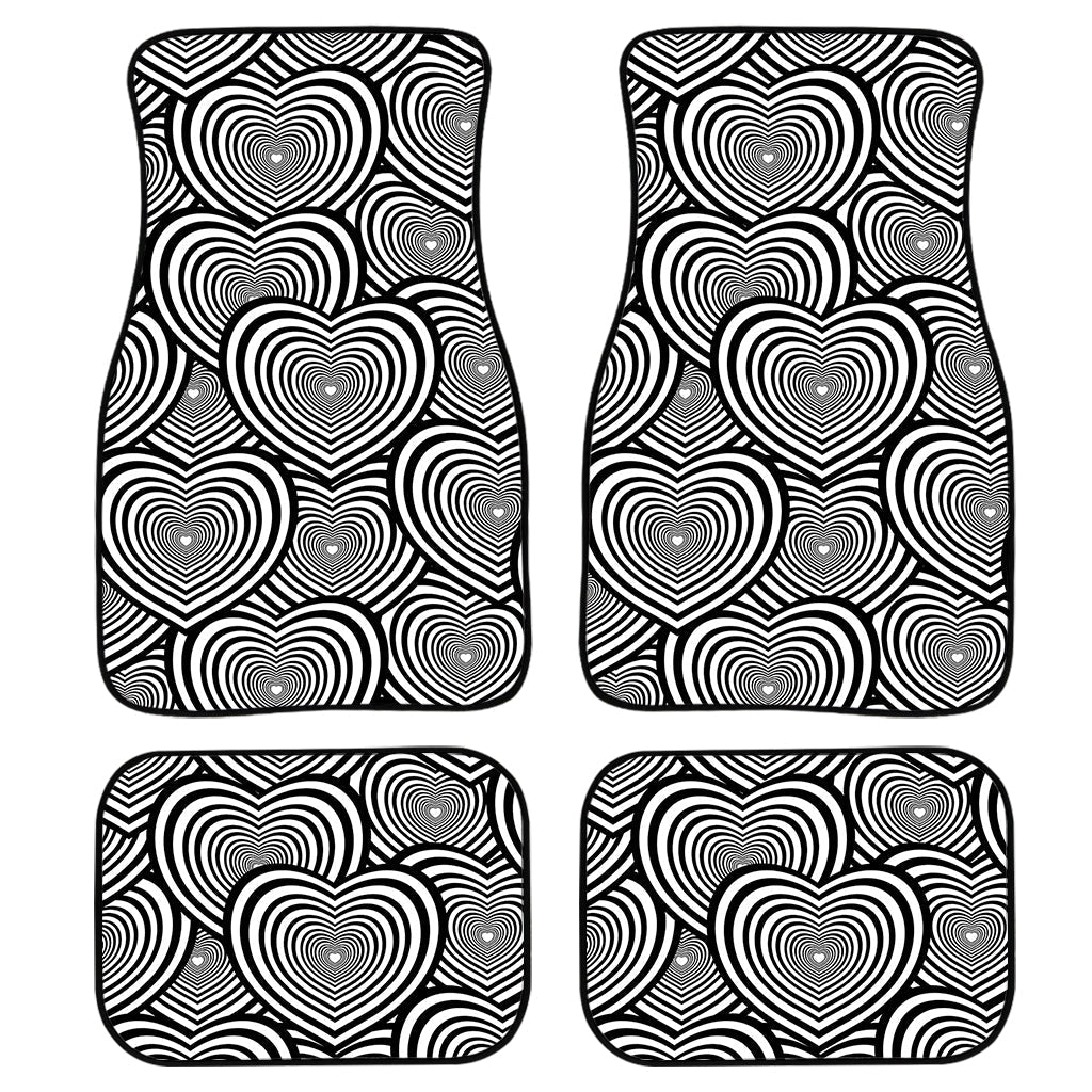 Psychedelic Heart Pattern Print Front And Back Car Floor Mats, Front Car Mat