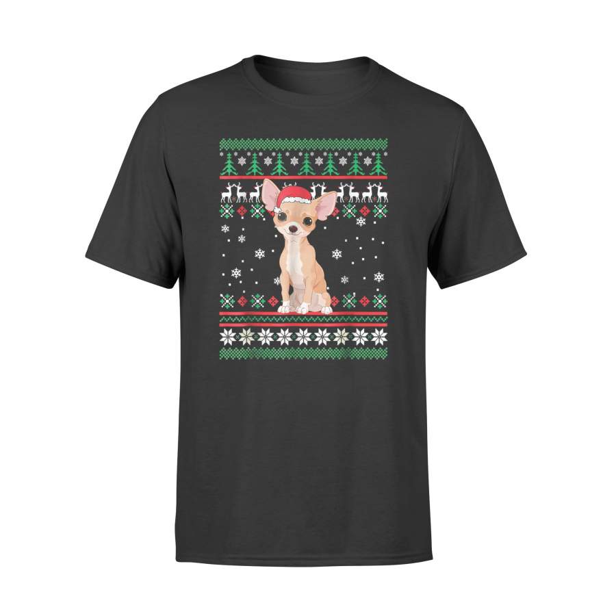 Chihuahua with Santa Hat Ugly Christmas Pajamas Shirt – Standard T-shirt