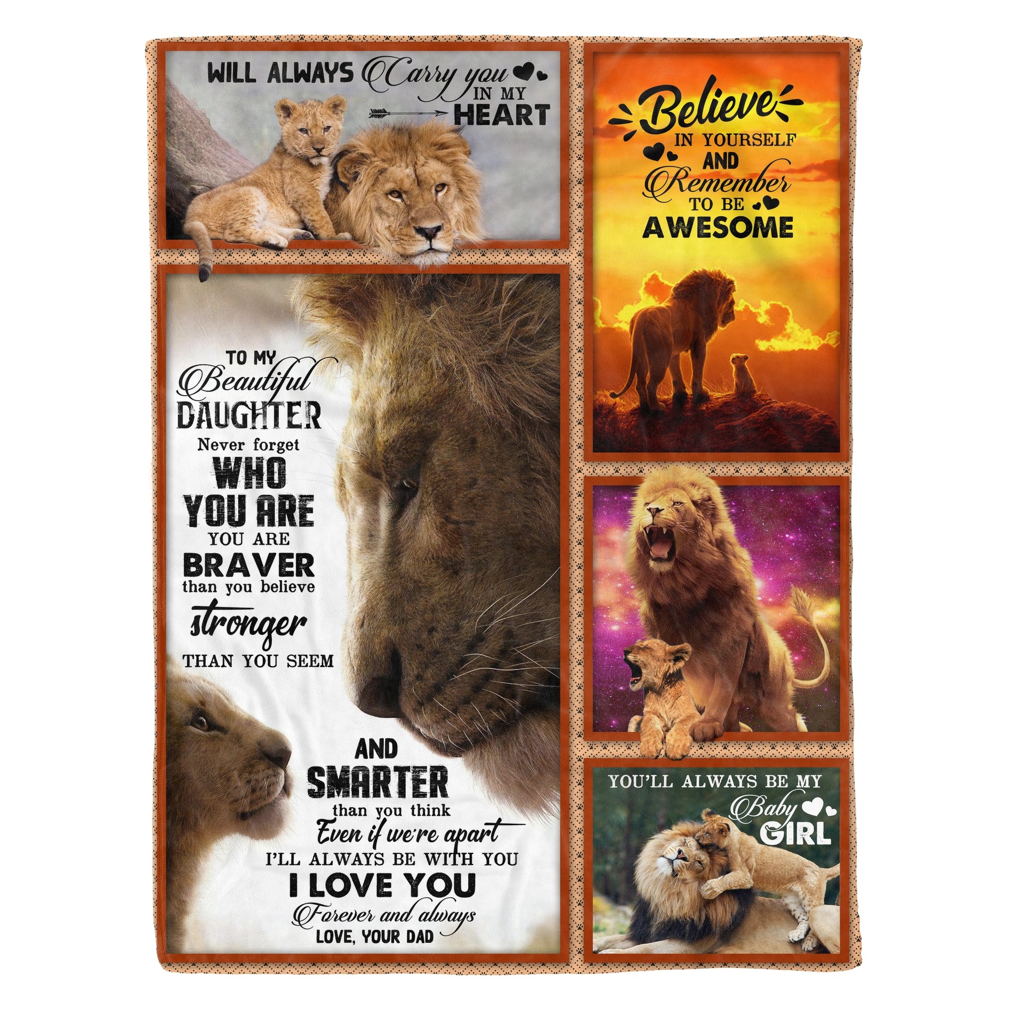 To My Daughter – Lion – Never Forget Who You Are – Fleece Blanket