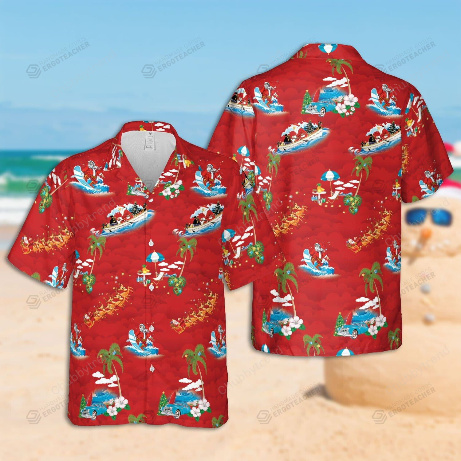 Merry Christmas Santa Claus Red Hawaii Shirts Ha50965