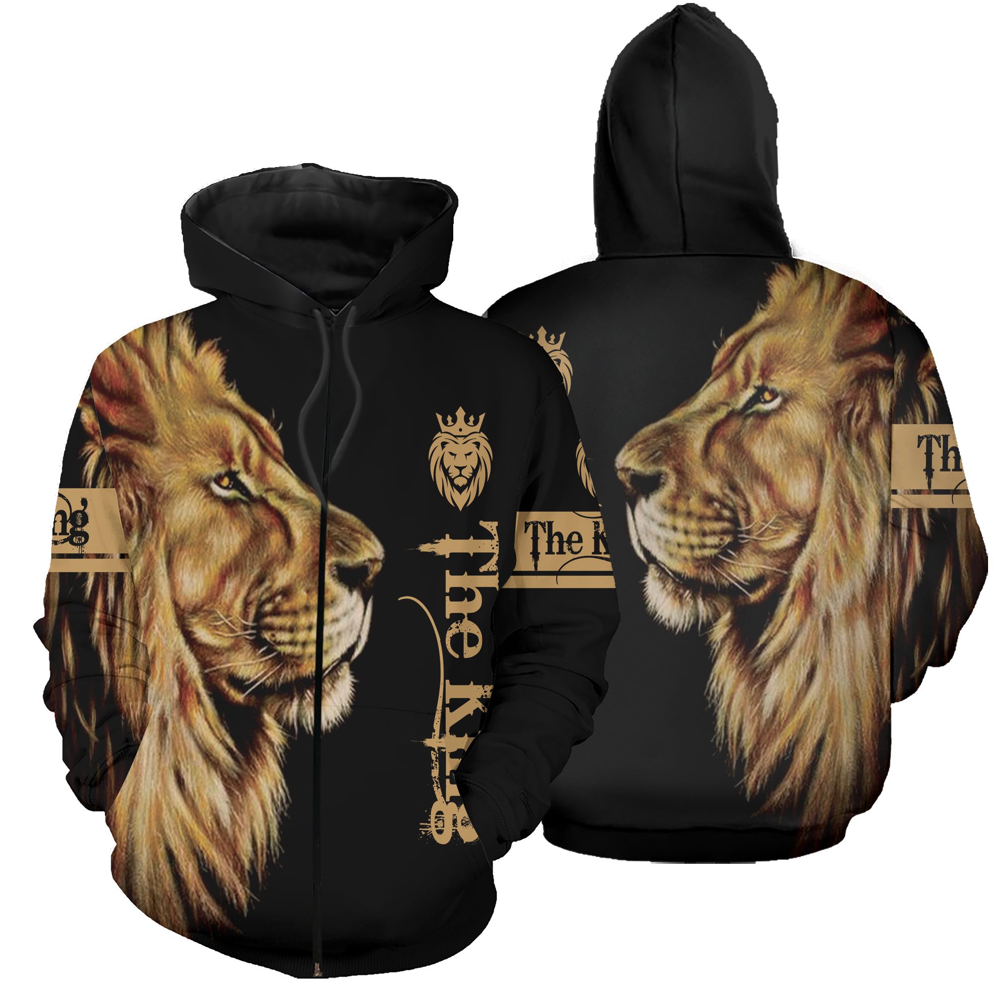 The King Lion Printed Style 3D Zip Hoodie