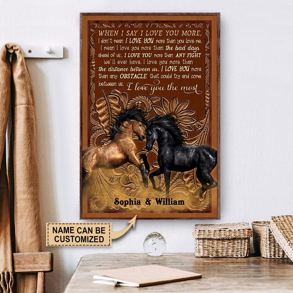 Aeticon Gifts Personalized Horse I Love You The Most Canvas Mom Dad Gift Home Decor