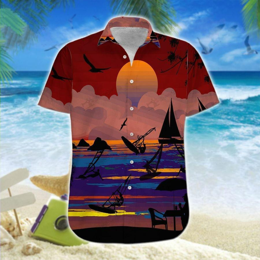 Hawaii Aloha Shirts Windsurfing Sunset Beach Ha55745