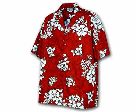 White Flower Red Shirt Made In Summer Beach Shirts Hawaiian Ha17030