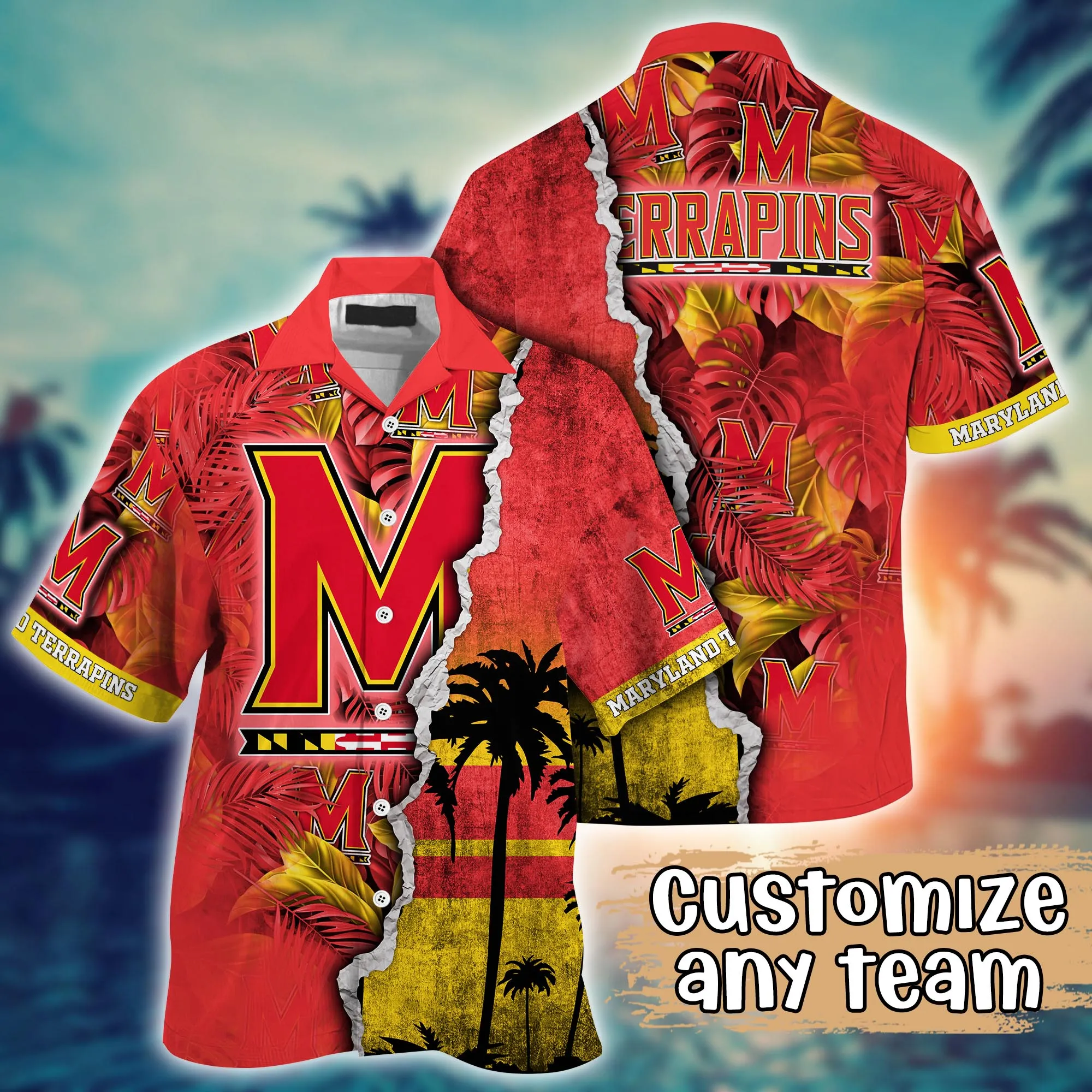 Maryland Terrapins NCCA Hawaiian Shirt Custom Warm Nights Aloha Shirt