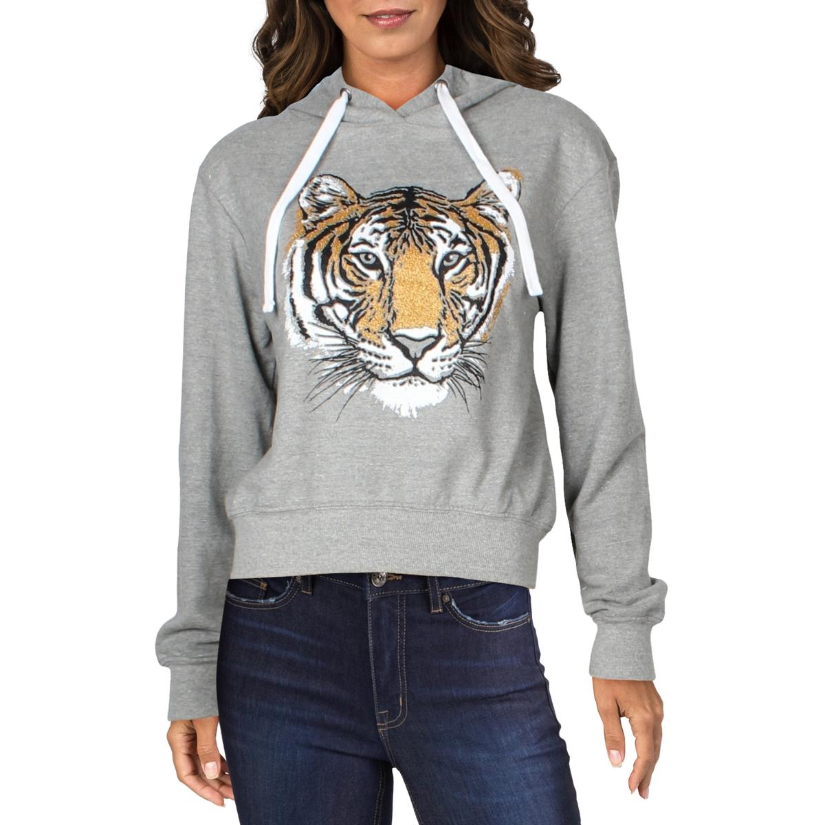 Tiger Womens Cropped Cotton Hoodie