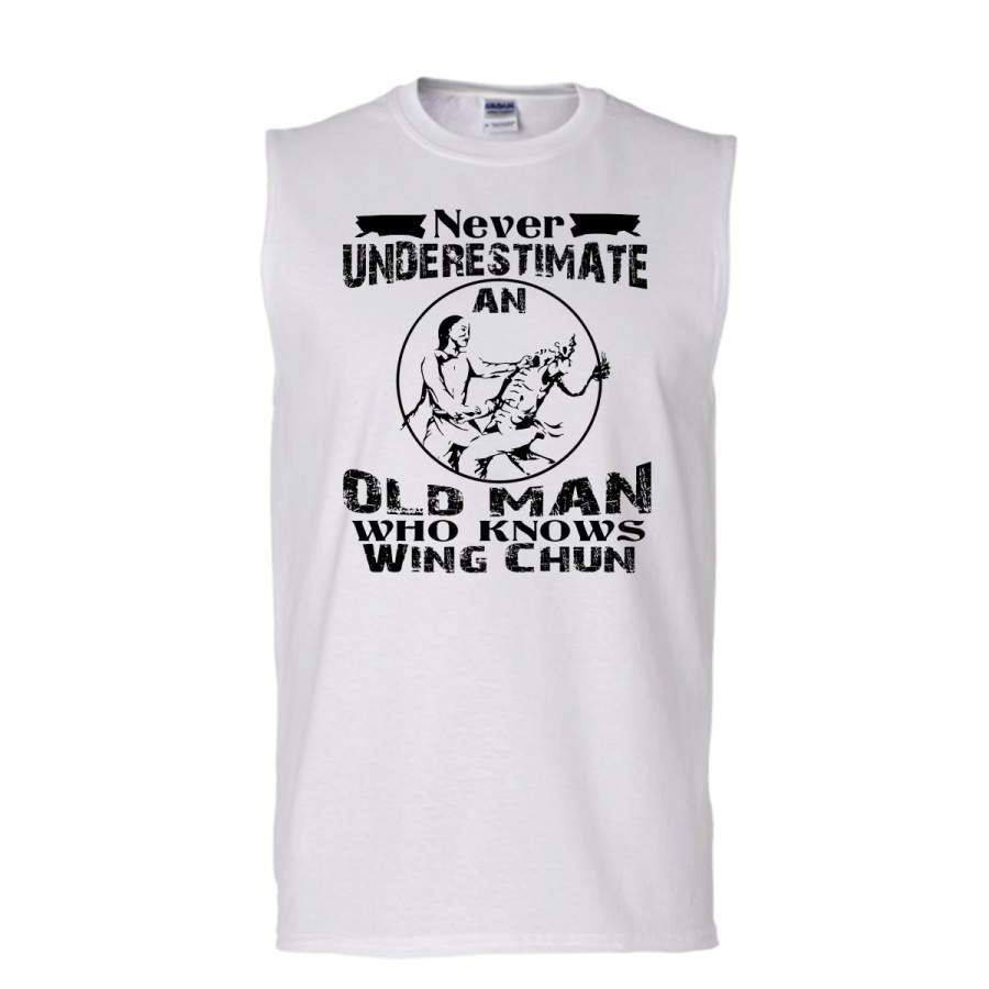 Never Underestimate An Old Man Who Knows Wing Chun Shirt, Wing Chun Shirt (Men’s Cotton Sleeveless)