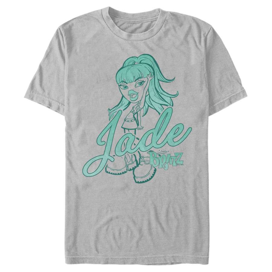 Bratz Men’s Jade Neon Print  T Shirt Silver 2XL