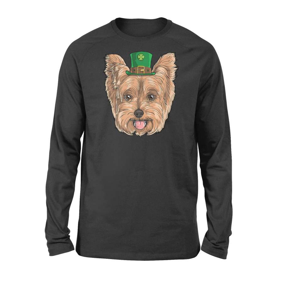 Yorkie Dog St Patricks Day Leprechaun Gift Puppy Long Sleeve T-Shirt