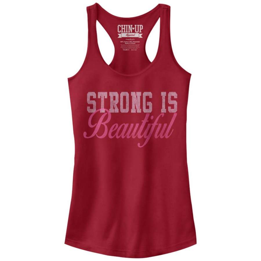 CHIN UP Junior’s Strong is Beautiful  Racerback Tank Scarlet