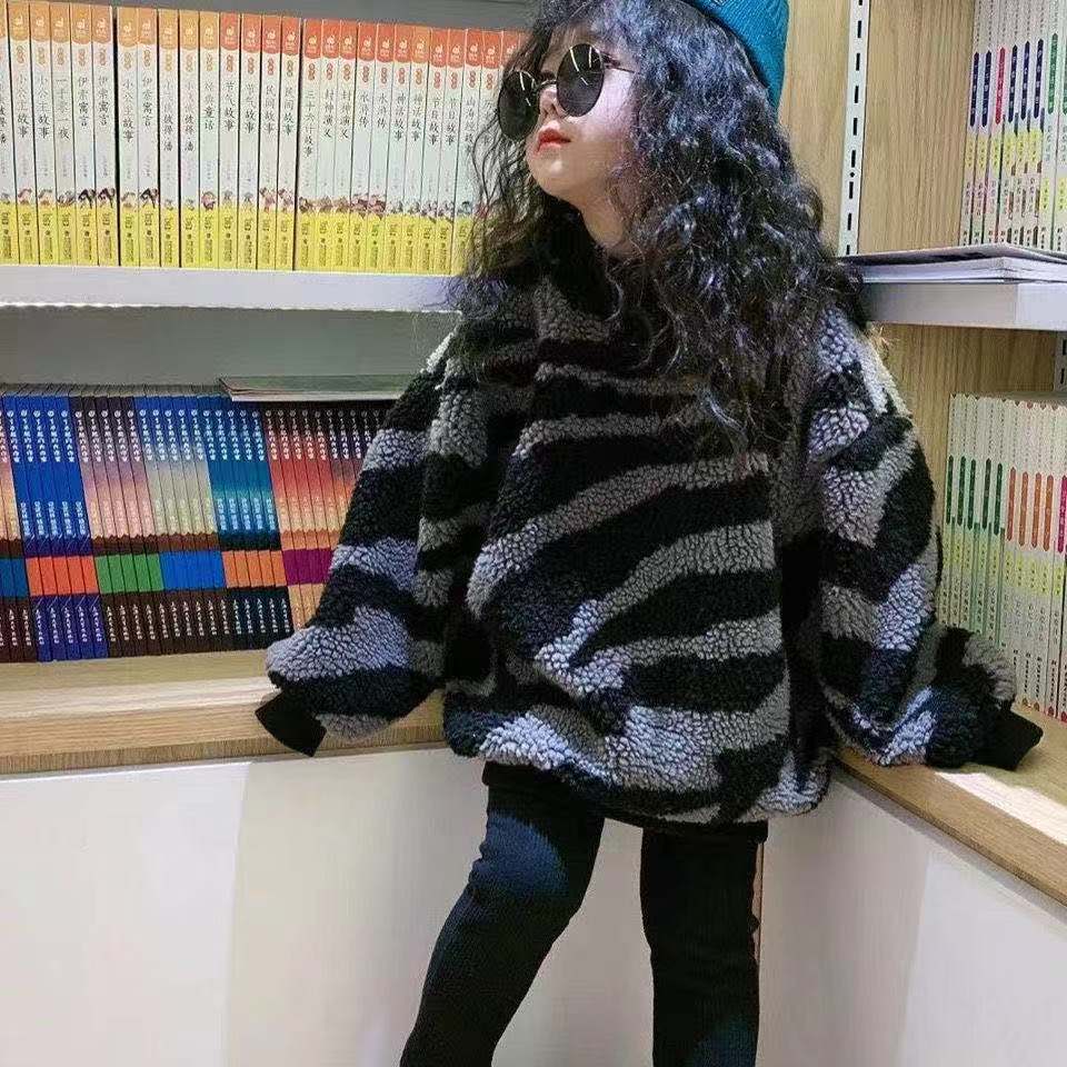 Baby Girls Clothes Winter Kids Sweater Boys new Leopard Plus velvet thickening Loose coat Children’s Clothing for 6 8 10 years alx