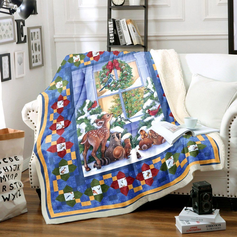 Animal Christmas Sherpa Fleece Blanket Rrmn