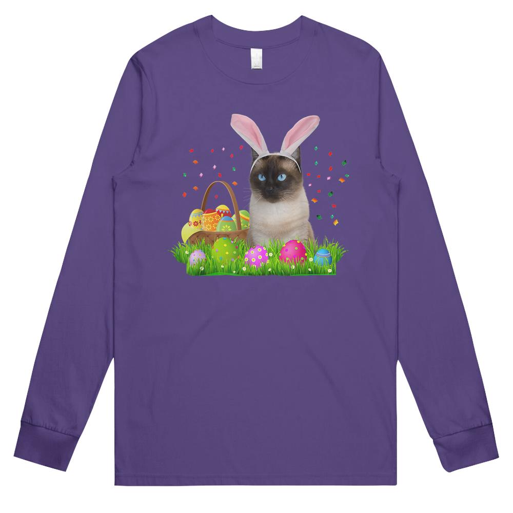 Bunny Siamese Cat Funny Easter Siamese Cat Lover Gifts Long Sleeve T Shirts