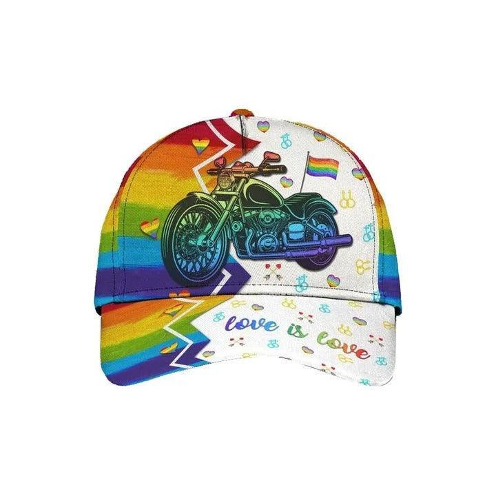 Pride Baseball 3D Cap, All For Love Biker Lgbt Printing Baseball Cap Hat, 3D Printed Lgbt Hat