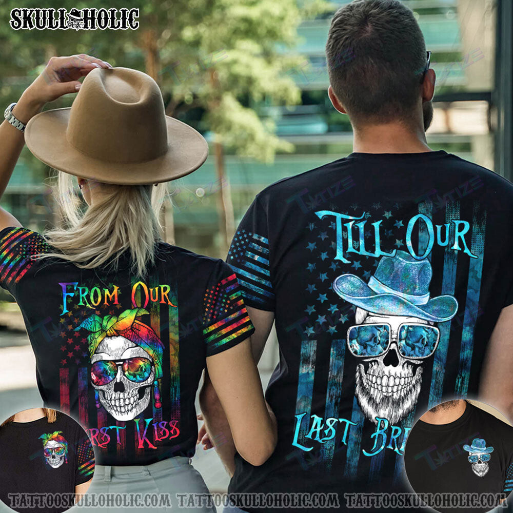 Matching Couple Shirt Couple First Kiss Last Breath Skull Flag 3D All Over Printed Shirt, Sweatshirt, Hoodie, Bomber Jacket Size S – 5Xl