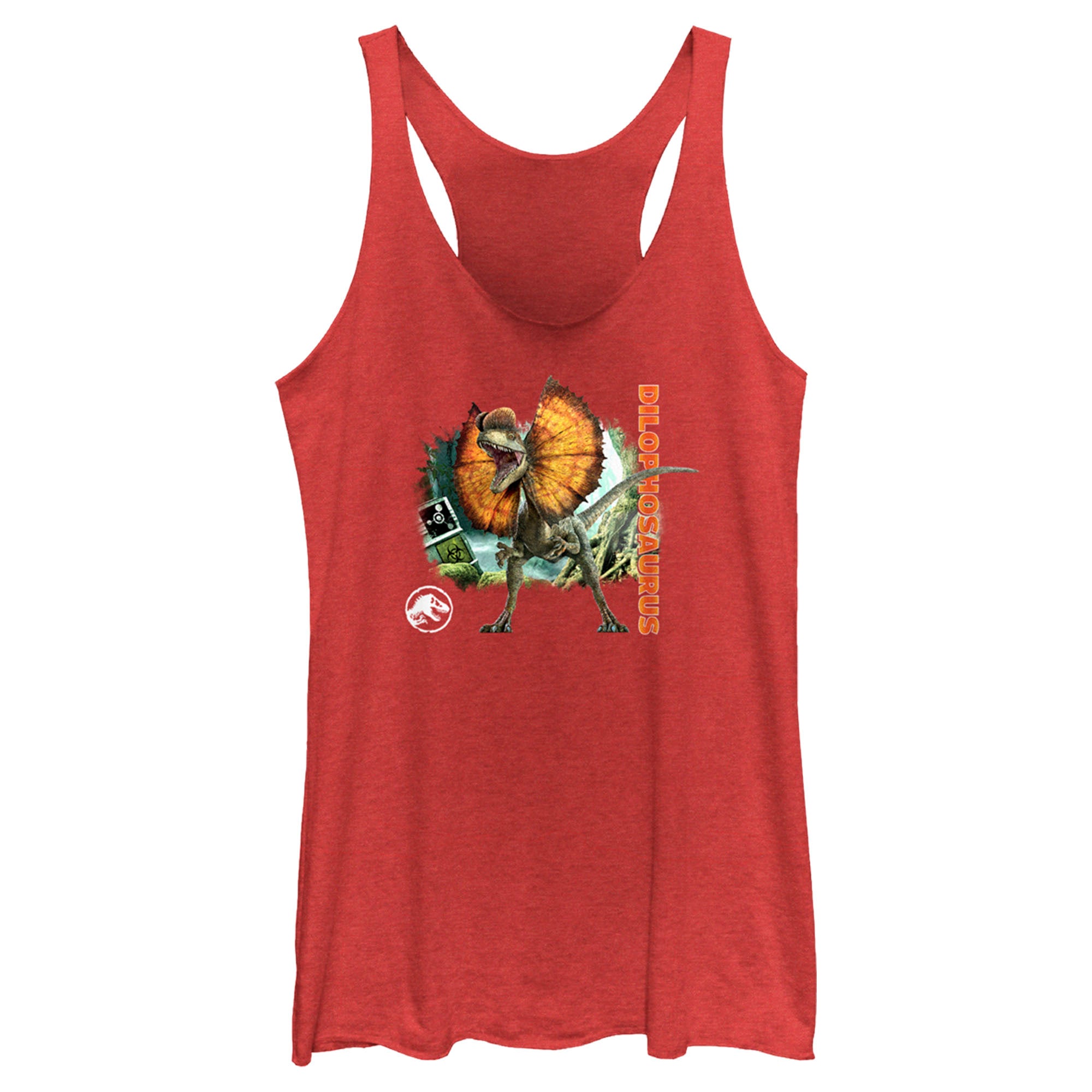 Women’S Jurassic World: Dominion Dilophosaurus Dinosaur In The Wild Racerback Tank Top