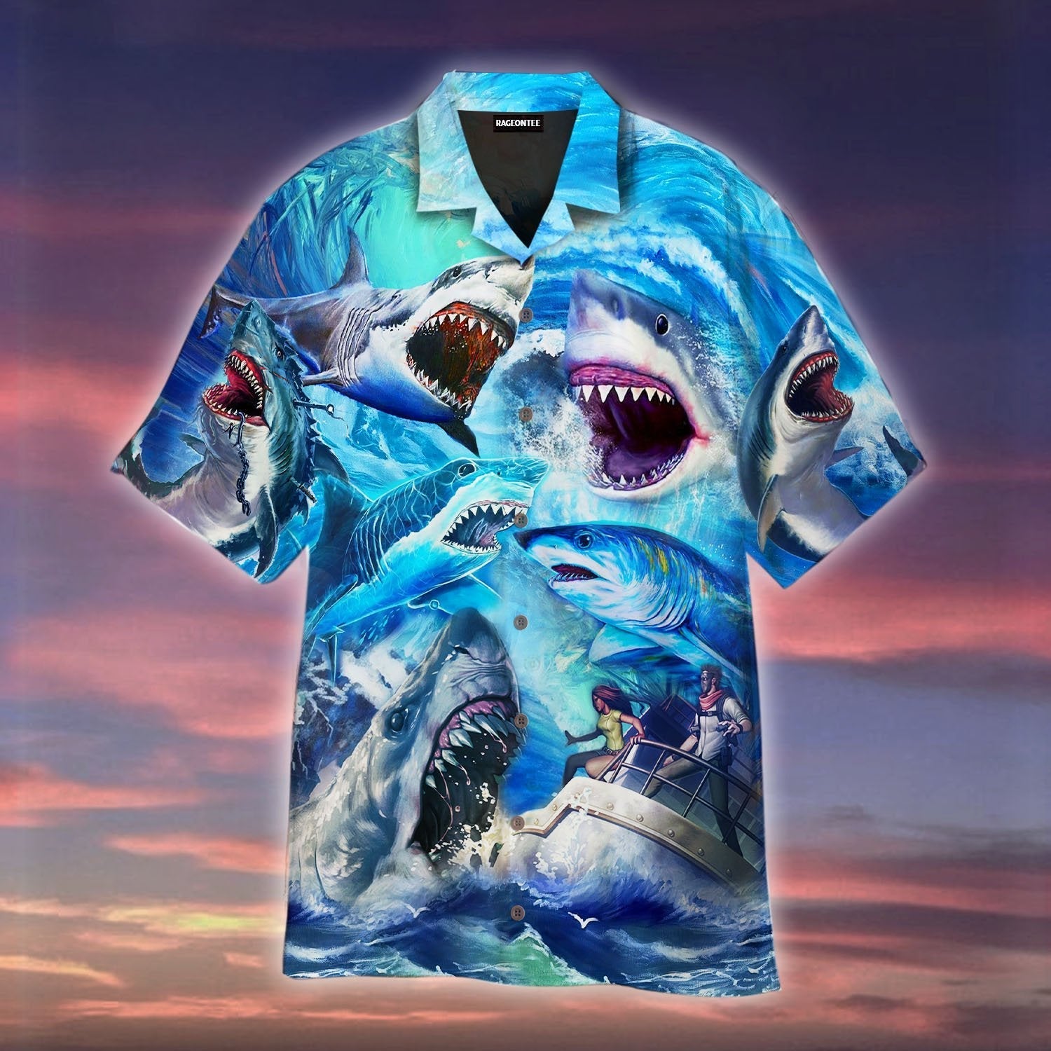 The Meg Shark Is Attacking Prey Hawaiian Shirt For Men & Women | Wt1435