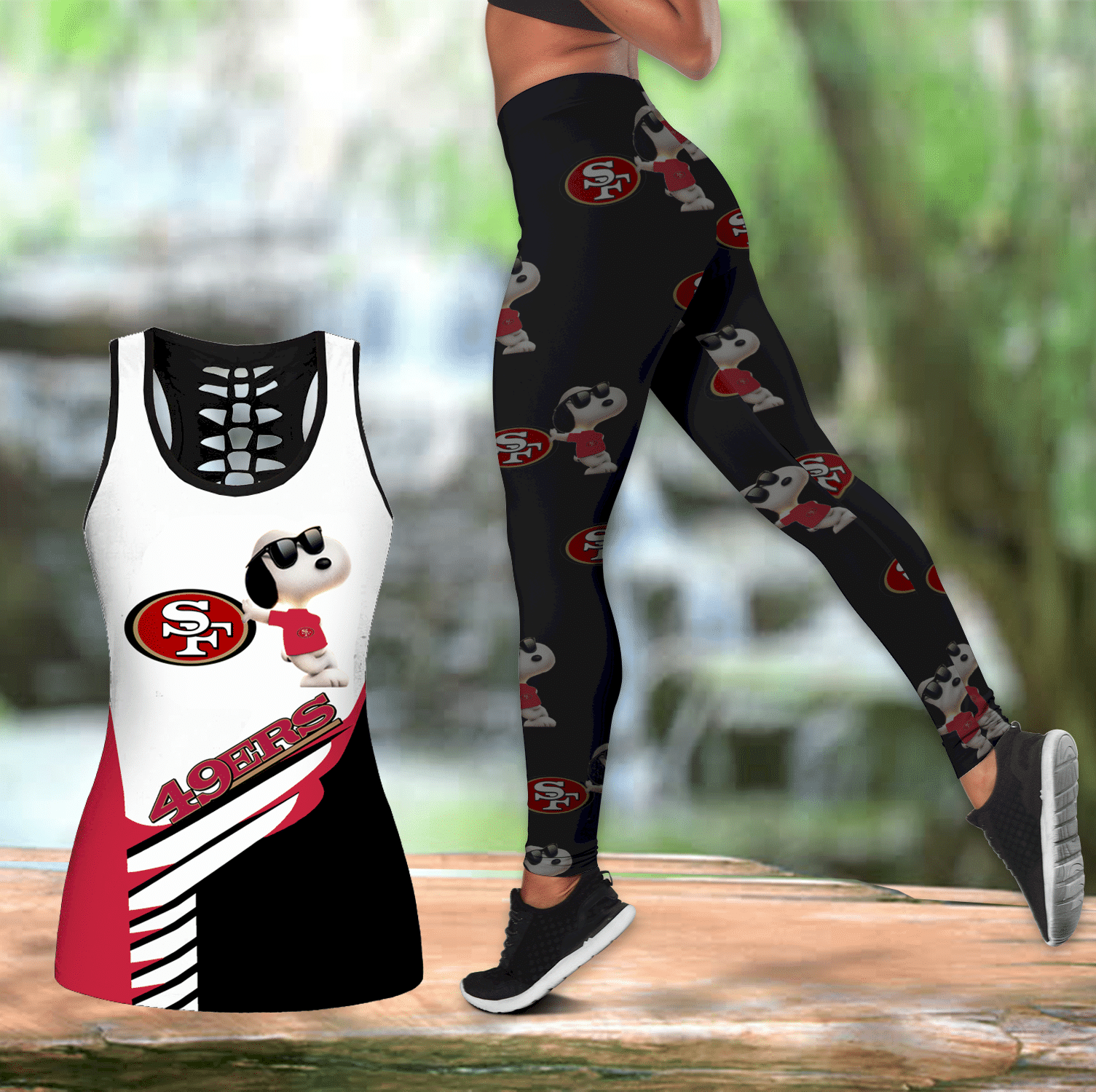 Combo San Francisco 49Ers Snoopy Hollow Tanktop Leggings Set V1640