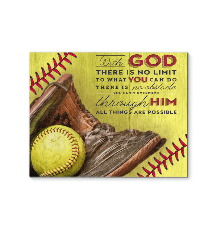 Canvas – Softball – With God There Is No Limit Gift For Family, Wall Art Decor, Canvas Print, Home Decor