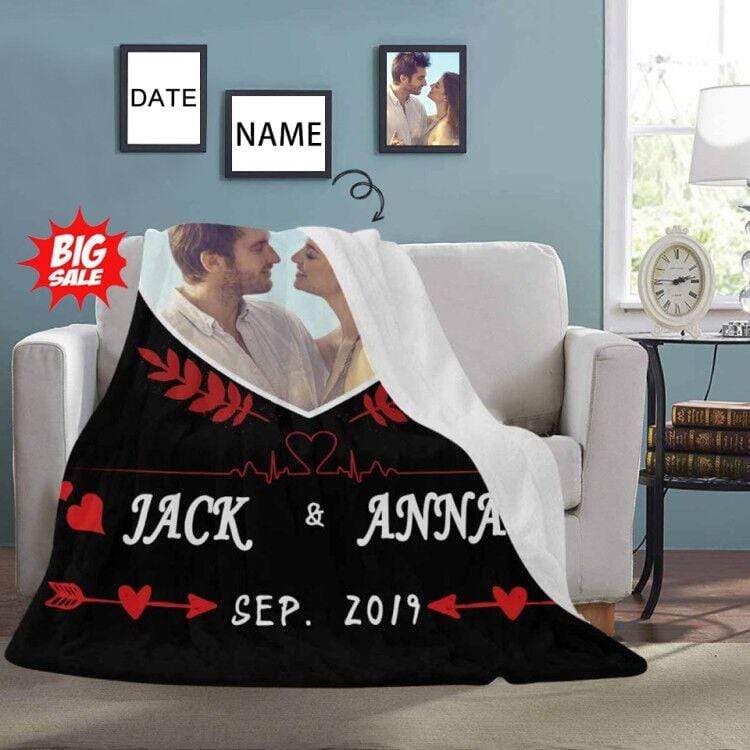 I Love You Custom Blanket With Picture & Text Personalized Throw Blankets Gift For Couples