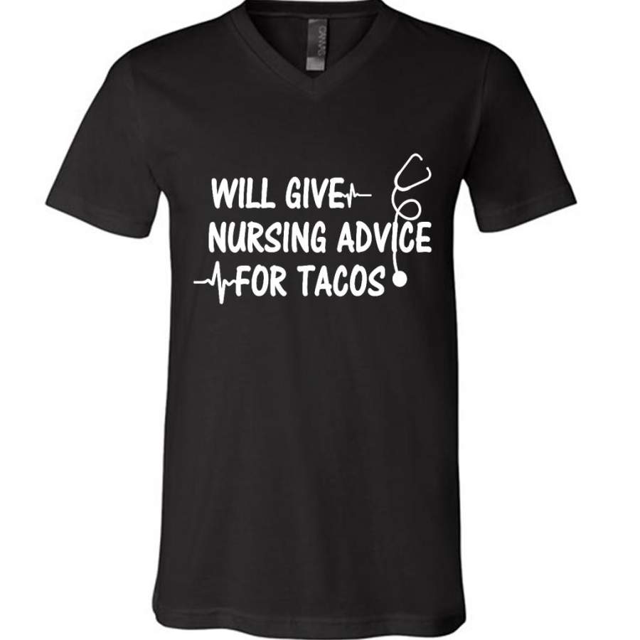 Will Give Nursing Advice For Tacos – Canvas Unisex V-Neck Shirt