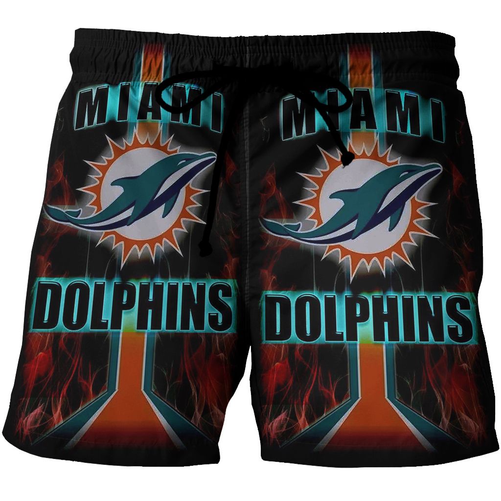 Miami Dolphins Logo Art 4 3D All Over Print Summer Beach Hawaiian Short