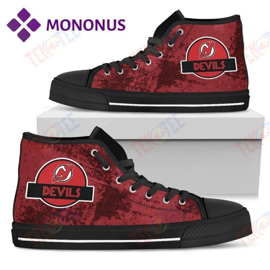 Mens Womens Jurassic Park New Jersey Devils High Top Shoes Black V1 TMT835