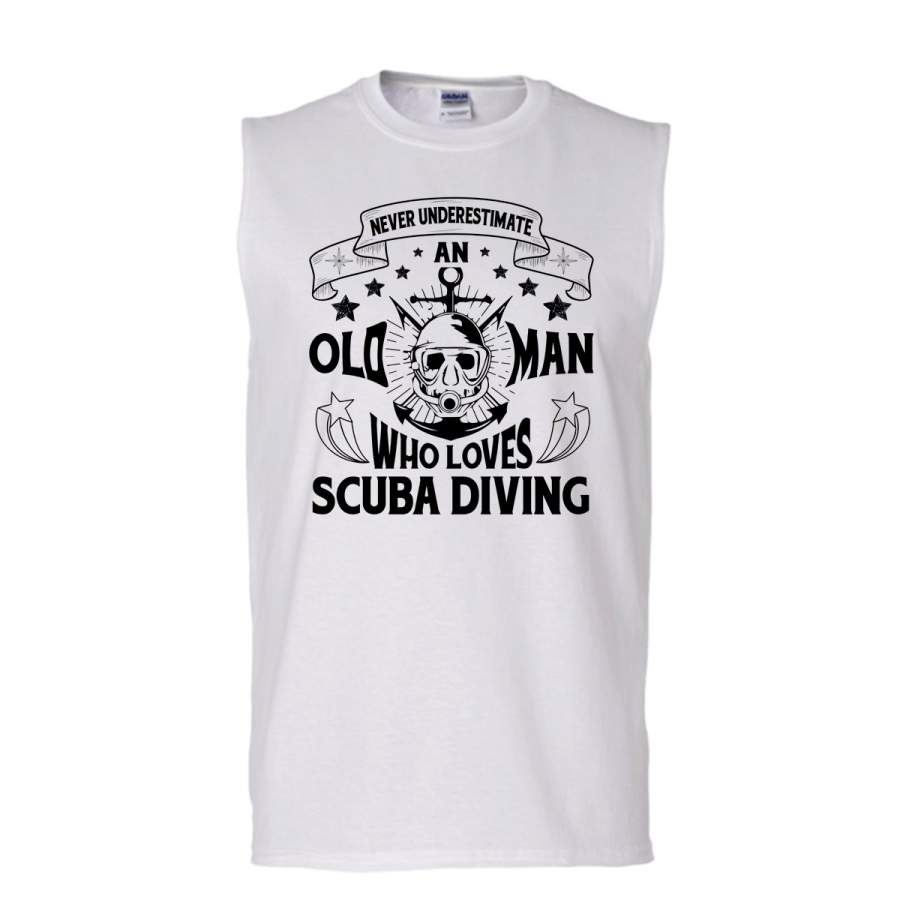 An Old Man Who Loves Scuba Diving Shirt, Cool Diving Shirt (Men’s Cotton Sleeveless)