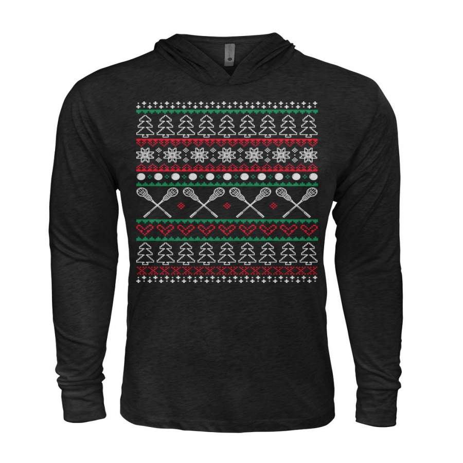 Funny Ugly Christmas Sweater Lacrosse Hoodie