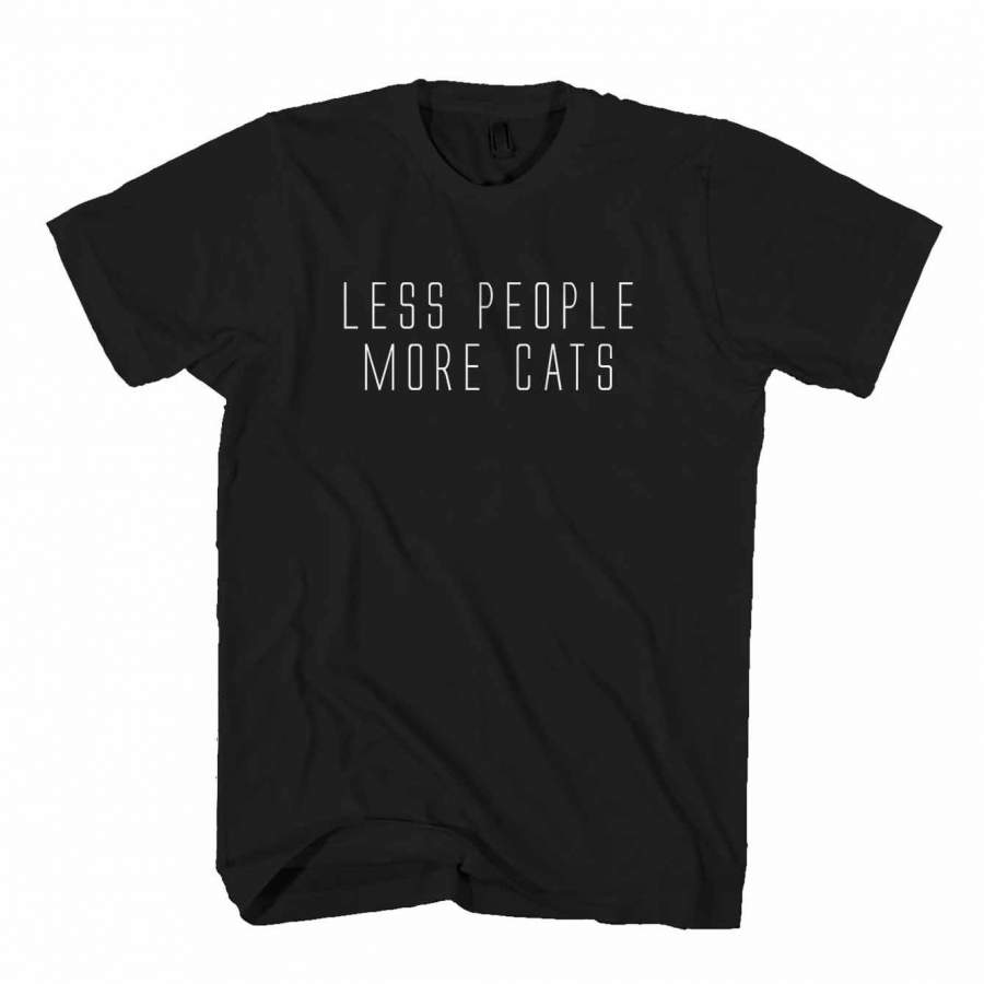 Less People More Cats Funny Cat Animal Lover Kitten Owner Gildan Man’s T-Shirt