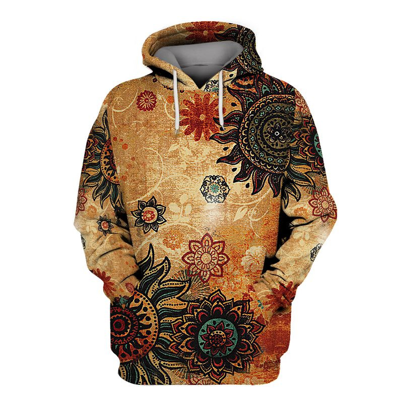 Vintage Flower Hippie 3D Hoodies T-Shirt Long Sleeve Birthday Gifts For Women Friends – T166