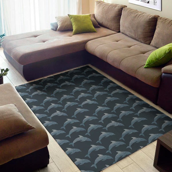 Dolphin Dot Pattern Print Area Rug