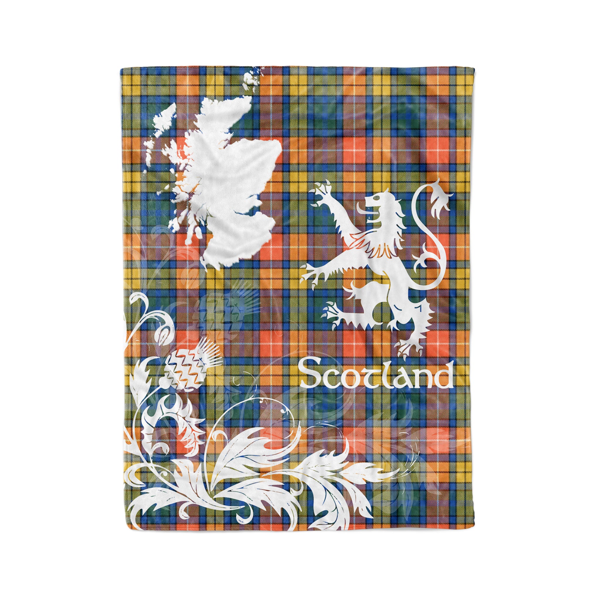 Tartan Plaid Fleece Blanket Tartan Blanket Thistle And Lion Scottish Clan Buchanan Ancient Plaid Blanket